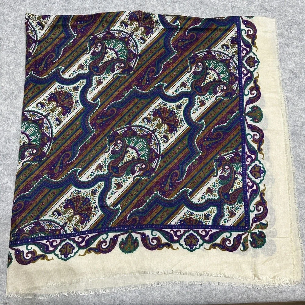 VTG 70s Mark Henry Collection Paisley Scarf 46' Square Paisley Floral Italy Made